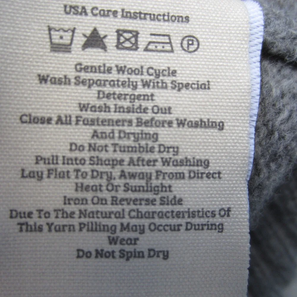 WoolOvers Cardigan Womens M Grey White 3D Sheep Lambswool winter boho whimsical